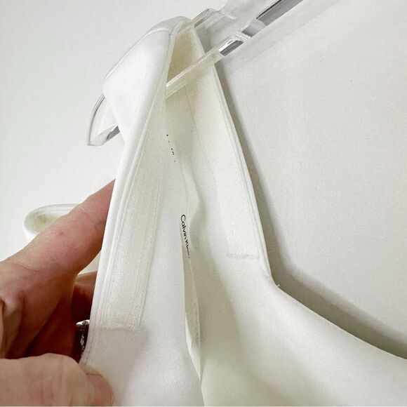 White Cold Shoulder Body Con Calvin Klein Dress Bridal Wedding Guest Prom‎ Sz 8 - Picture 5 of 16